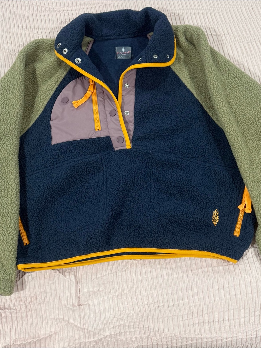 Free People Hit The Slopes Colorblock Pullover Jacket in Navy